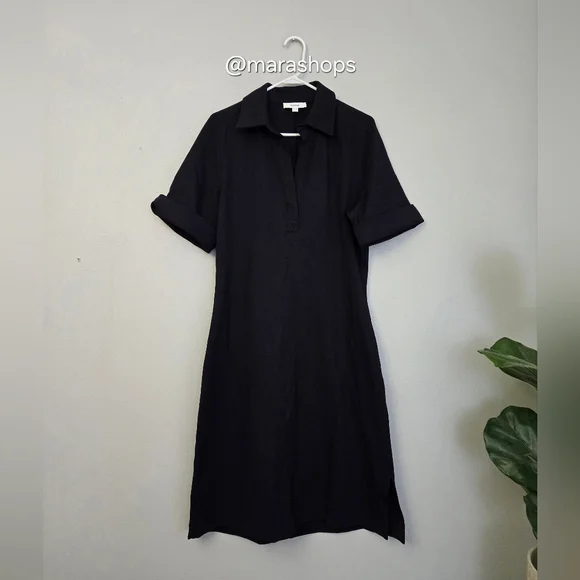 Reiss Astrid Side Slit Jersey Polo Midi Dress